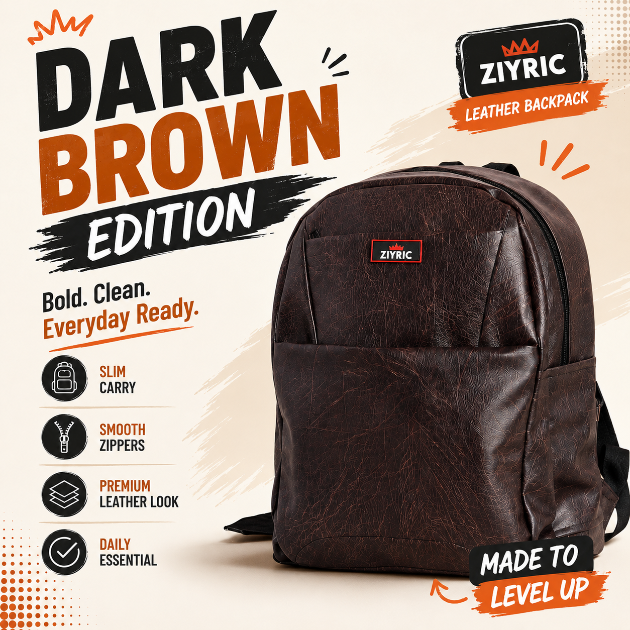 ZIYRIC Premium Leather Backpack