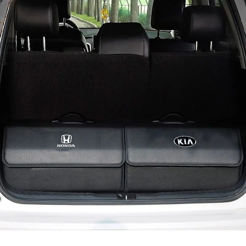 Foldable Car Trunk Organizer With 2 Compartments For Toyota Honda Suzuki Kia Hyundai & More Brands