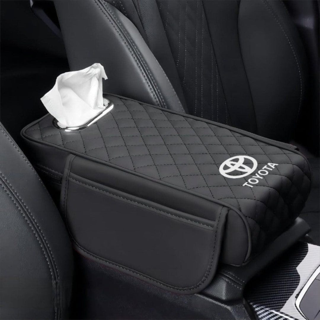 Car Armrest Cushion With Tissue Box & Storage Pocket For Toyota Honda Suzuki Kia Hyundai & More