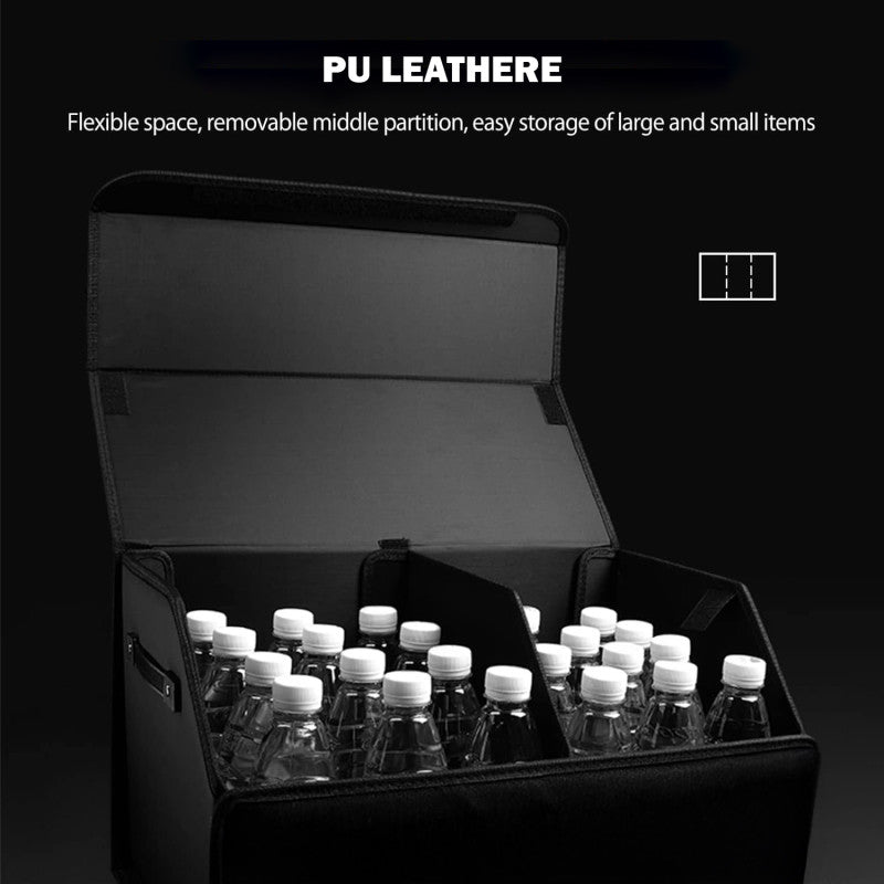 Foldable Car Trunk Organizer With 2 Compartments For Toyota Honda Suzuki Kia Hyundai & More Brands