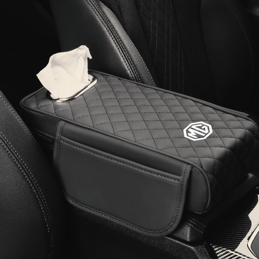 Car Armrest Cushion With Tissue Box & Storage Pocket For Toyota Honda Suzuki Kia Hyundai & More