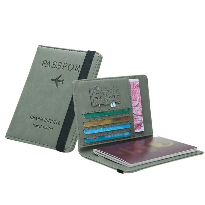 Portable leather travel passport holder