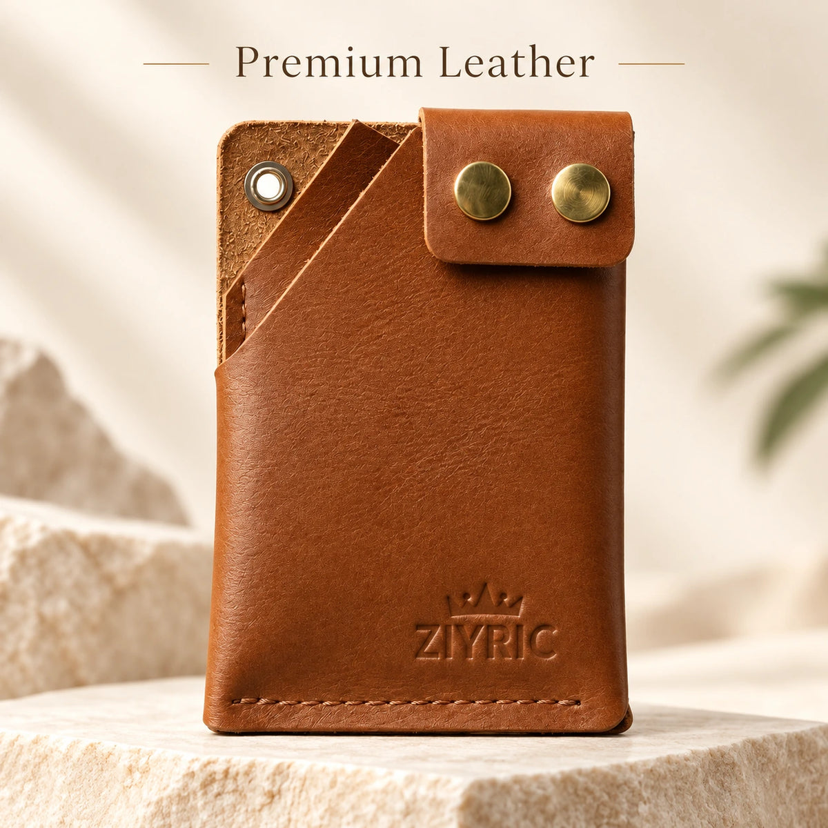 Minimalist Card Holder Wallet with Button Closure-100% Genuine leather