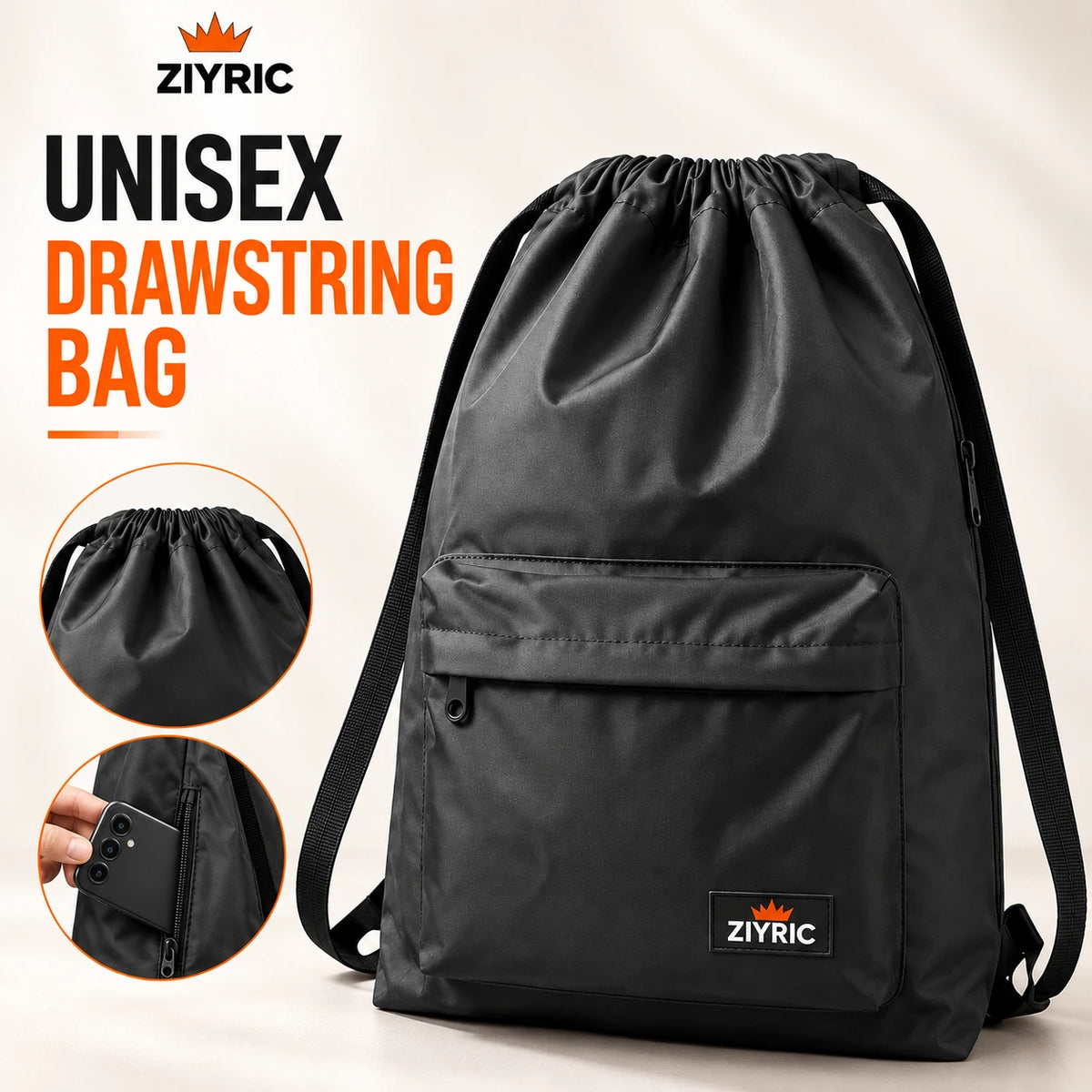 ZIYRIC Unisex Drawsting Backpack