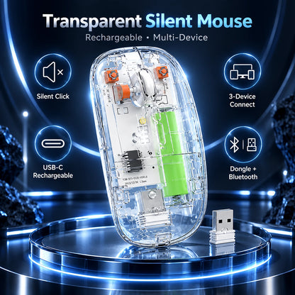 TRANSPARENT WIRELESS+BLUETOOTH DUAL-MODE RECHARGEABLE MOUSE