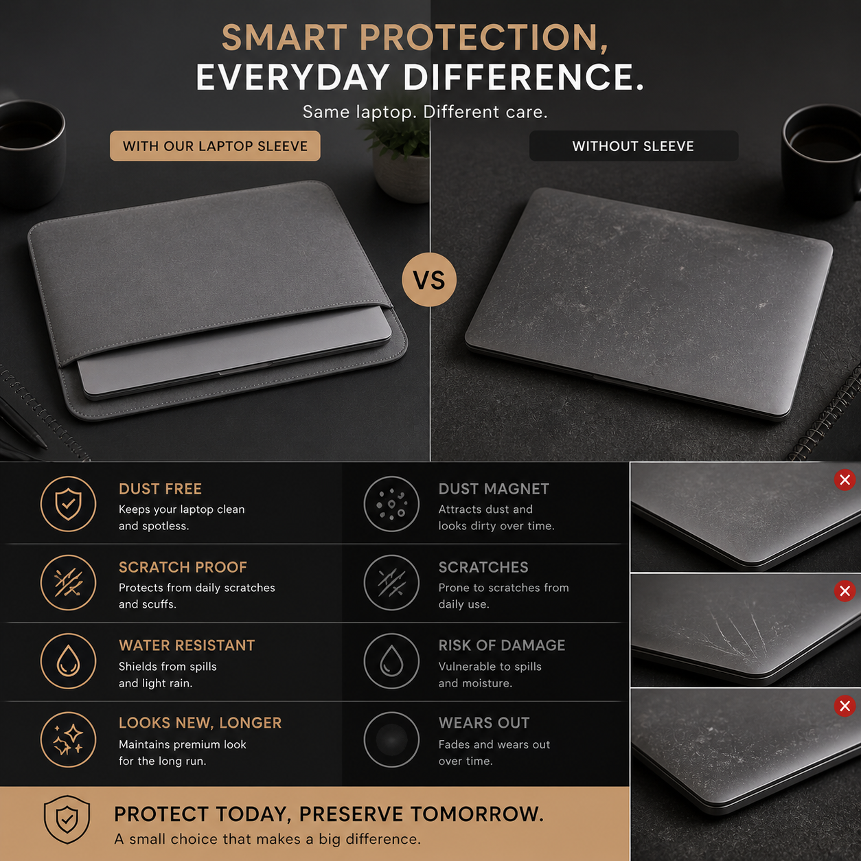 Professional PU Leather Laptop Sleeve