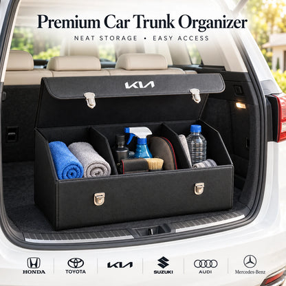 Foldable Car Trunk Organizer With 2 Compartments For Toyota Honda Suzuki Kia Hyundai & More Brands