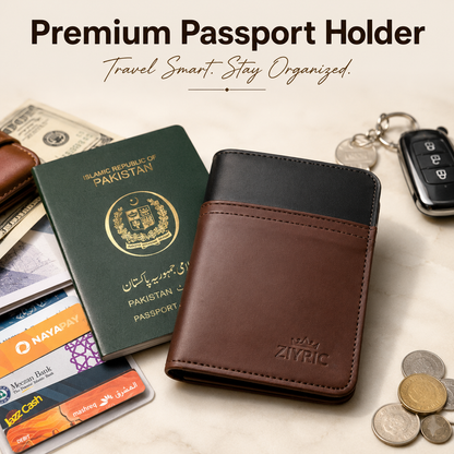 ZIYRIC Premium Leather Passport Holder & Wallet