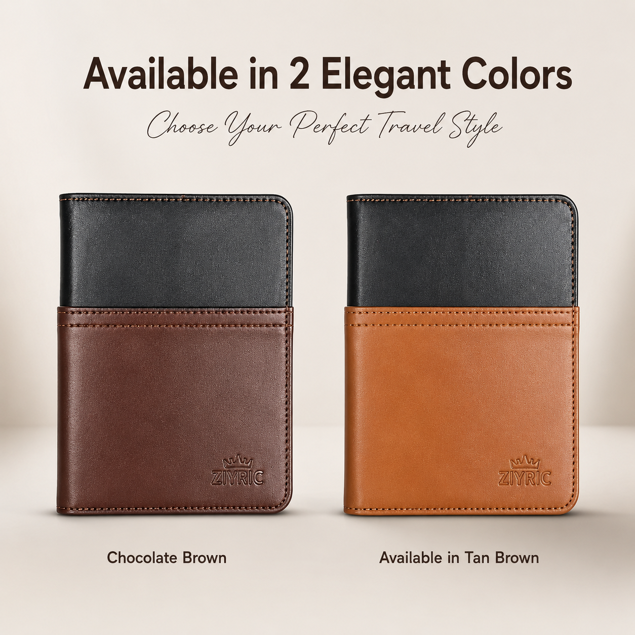 ZIYRIC Premium Leather Passport Holder & Wallet