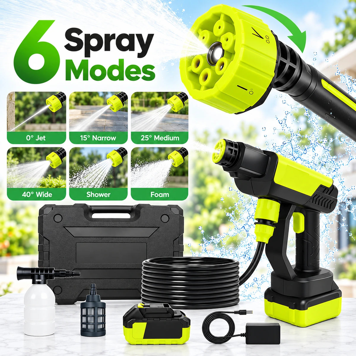 Portable Cordless High Pressure Washer Gun  Rechargeable Car & Home Cleaning Machine