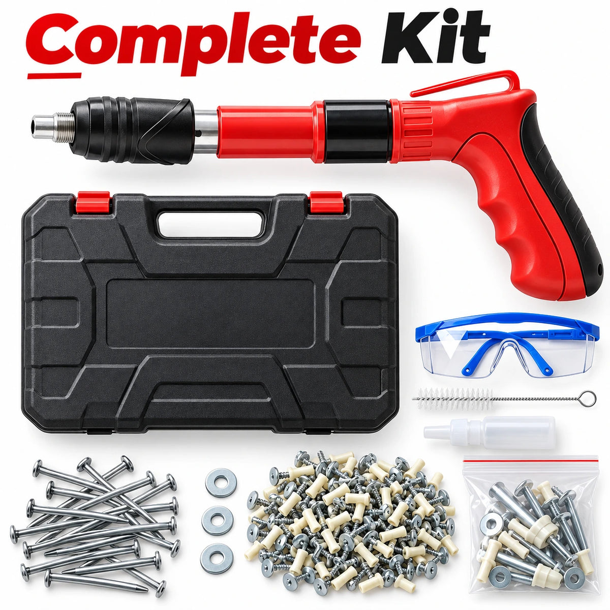 Concrete Nail Gun Kit with Accessories & Briefcase