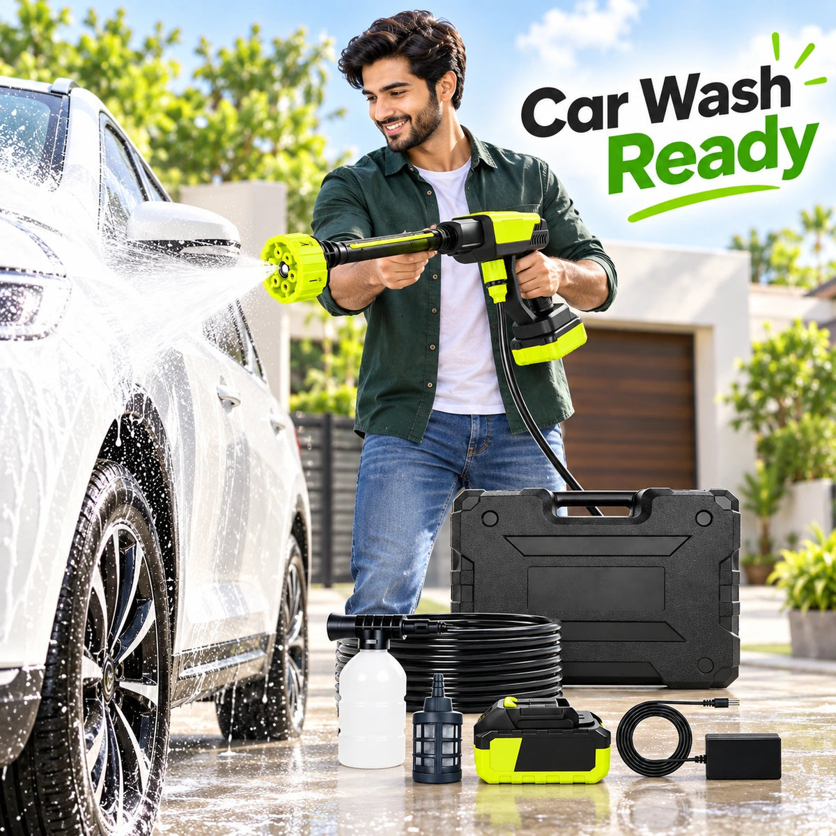 Portable Cordless High Pressure Washer Gun  Rechargeable Car & Home Cleaning Machine