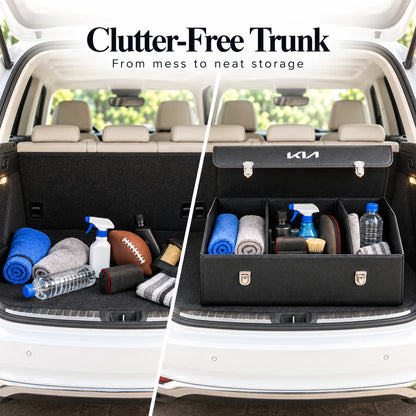 Foldable Car Trunk Organizer With 2 Compartments For Toyota Honda Suzuki Kia Hyundai & More Brands