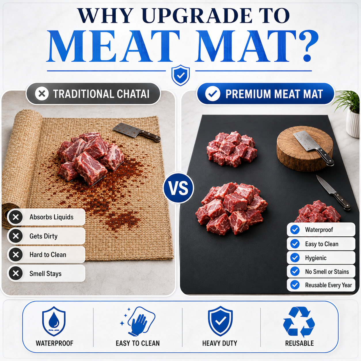 ZIYRIC Meat Mat Premium Waterproof Qurbani Sheet – Large Reusable Cloth for Bakra Eid, Easy to Clean