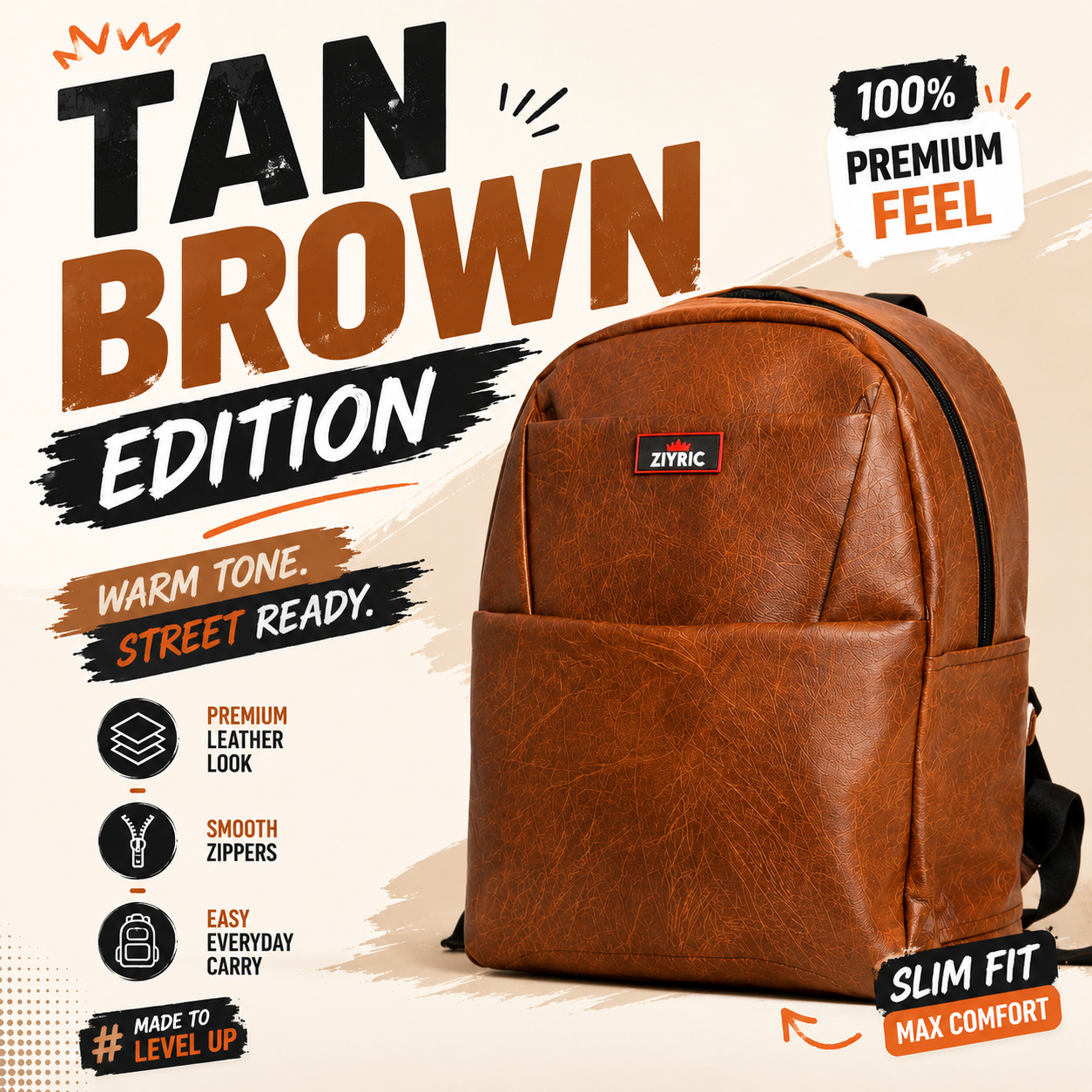 ZIYRIC Premium Leather Backpack