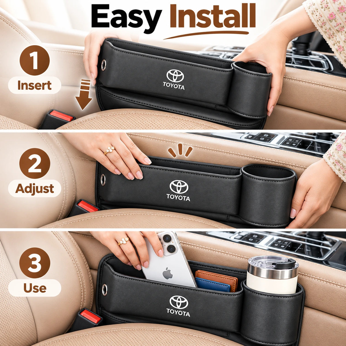 Multi Function Car Seat Gap Storage Box For Toyota, Suzuki, Honda, Kia, Hyundai & More
