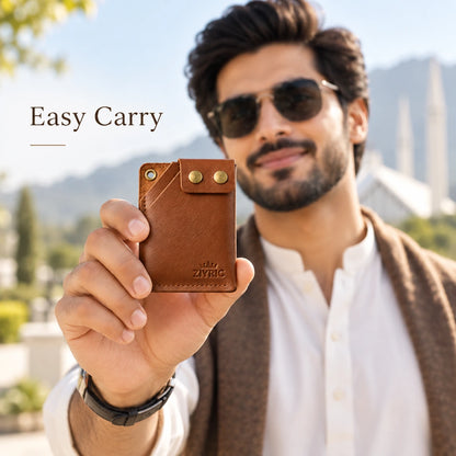 Minimalist Card Holder Wallet with Button Closure-100% Genuine leather