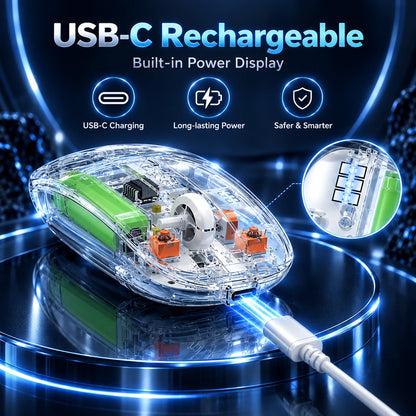 TRANSPARENT WIRELESS+BLUETOOTH DUAL-MODE RECHARGEABLE MOUSE