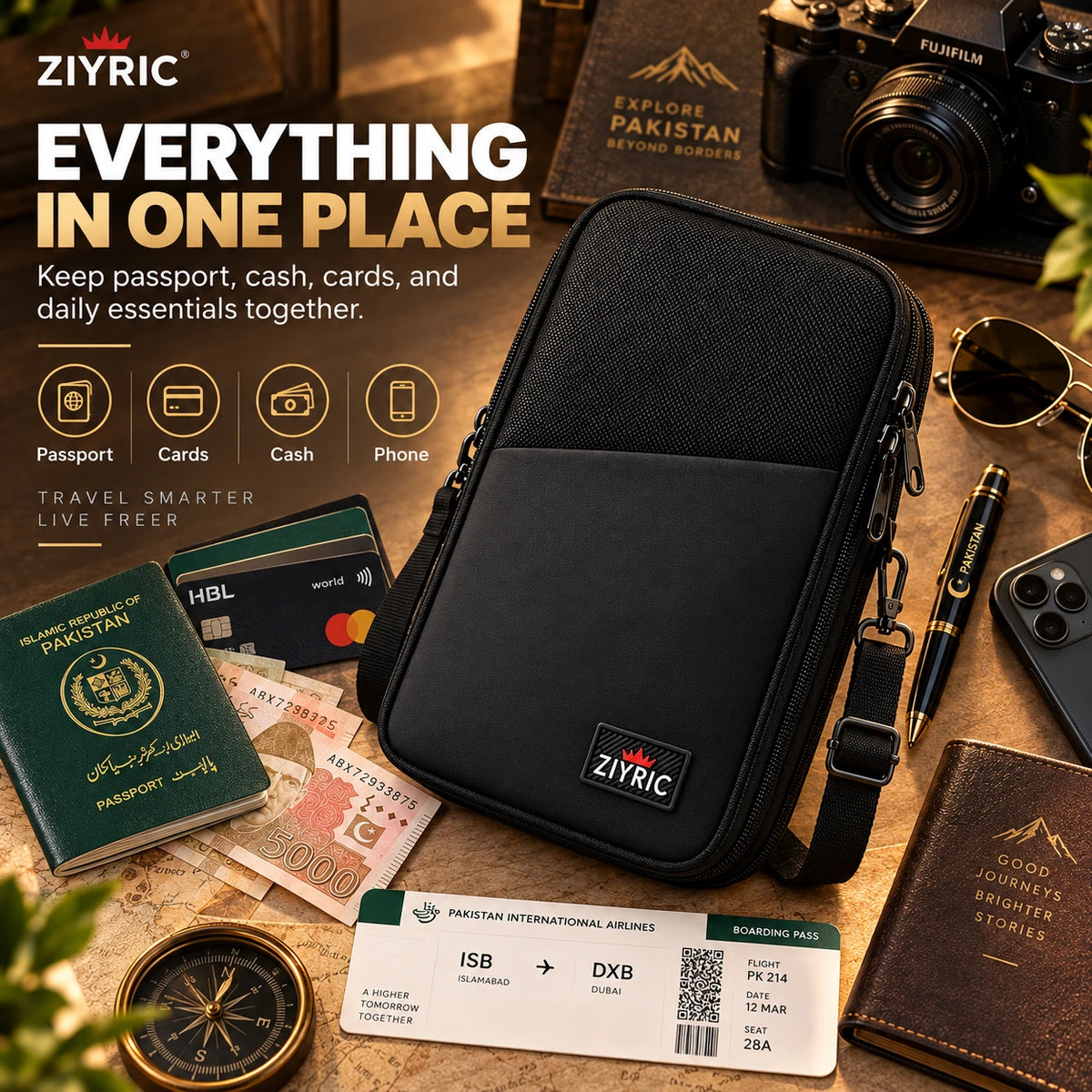 Ziyric Travel Mate Passport Pouch Bag