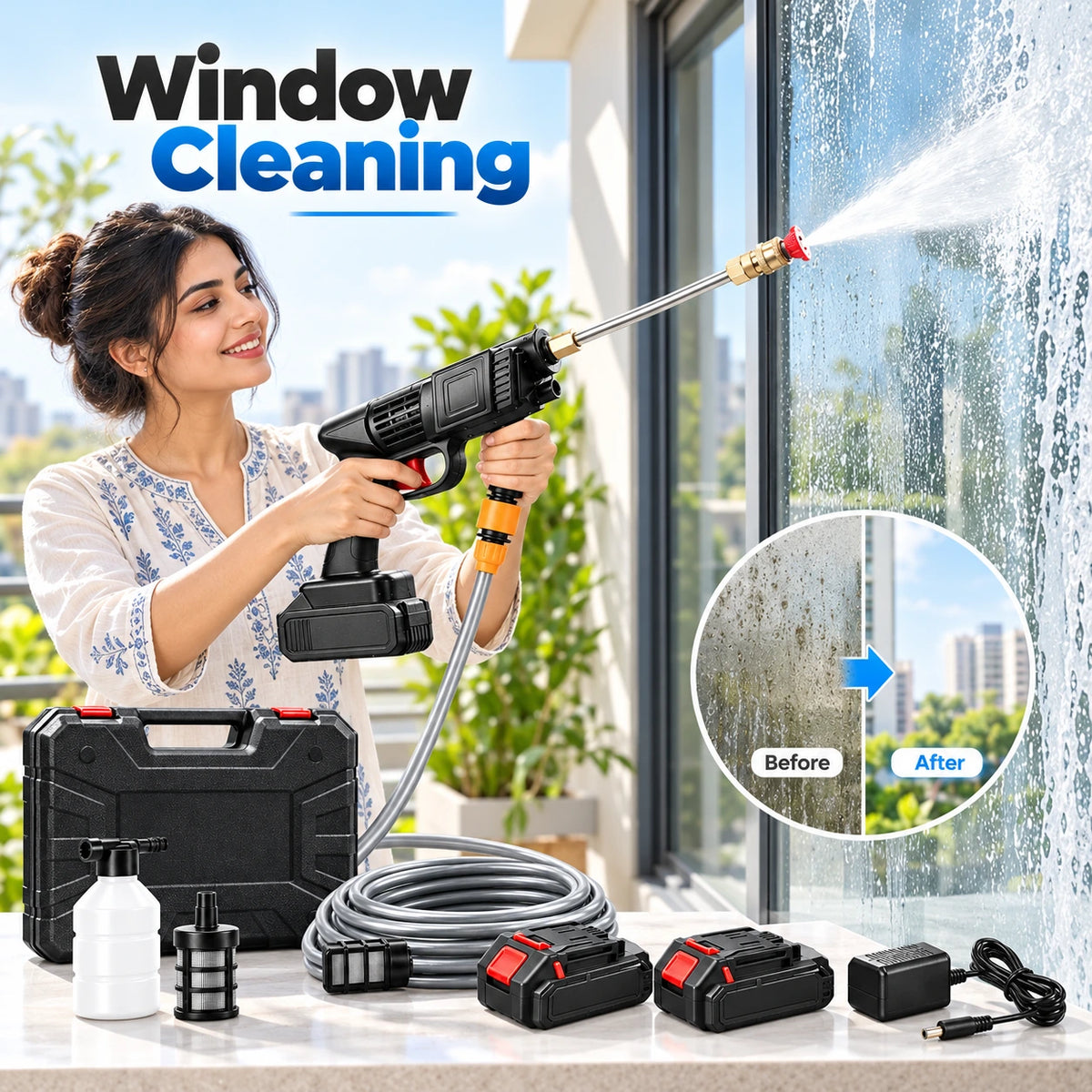 Cordless High Pressure Water Cleaner Washer Spray 02 Battery Included