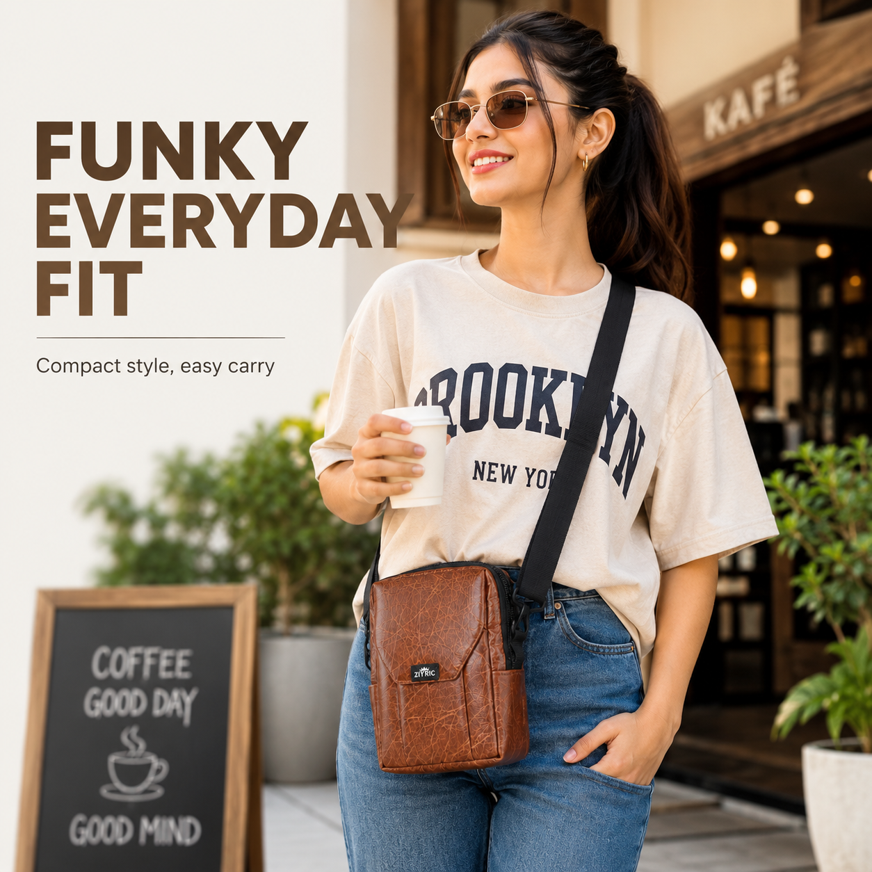 Ziyric Crossbody Shoulder Bag- Genuine Leather