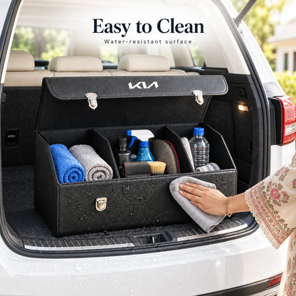 Foldable Car Trunk Organizer With 2 Compartments For Toyota Honda Suzuki Kia Hyundai & More Brands