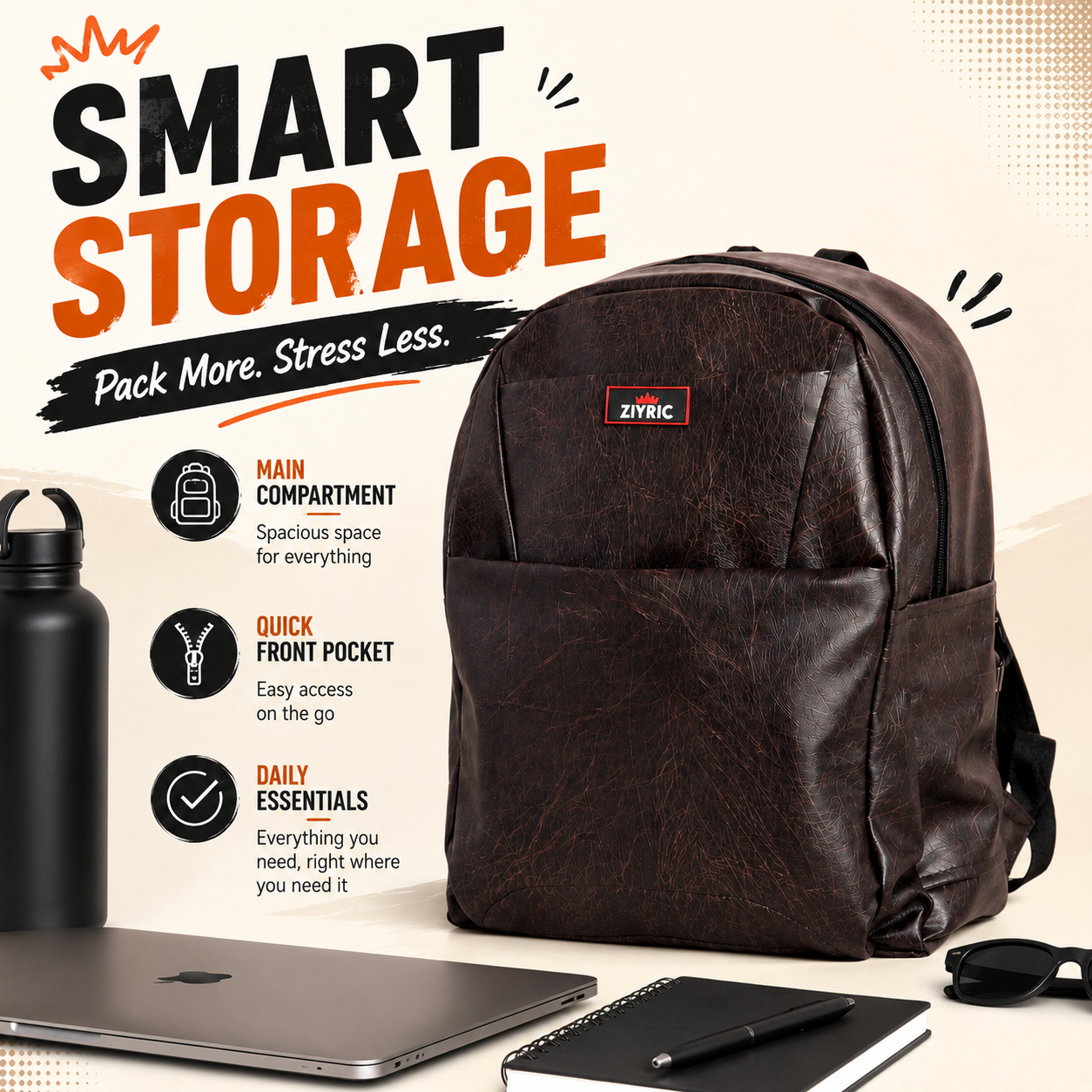 ZIYRIC Premium Leather Backpack