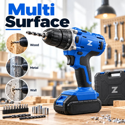 Powerful Cordless Electric Drill Machine Set with Bits & Storage Case