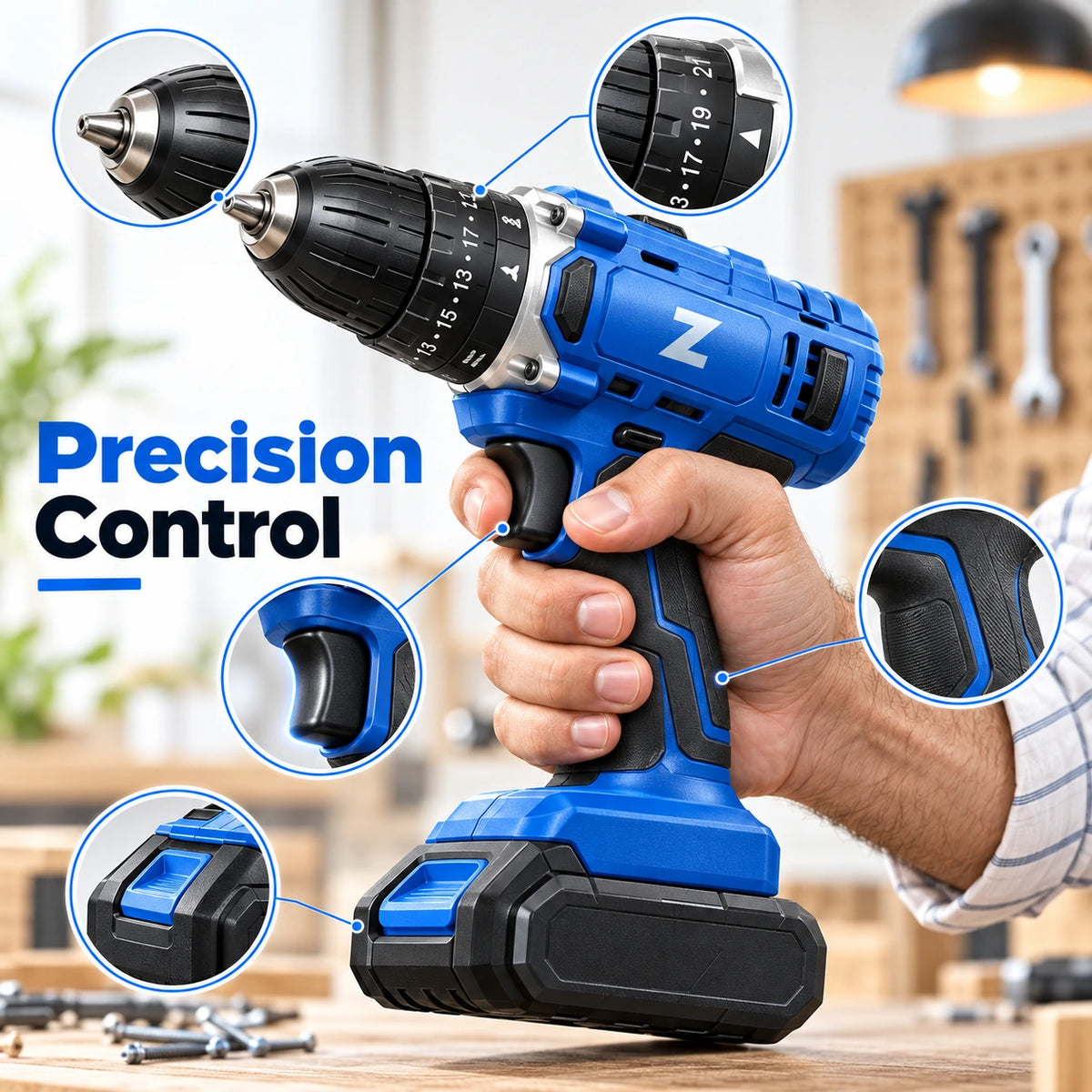 Powerful Cordless Electric Drill Machine Set with Bits & Storage Case