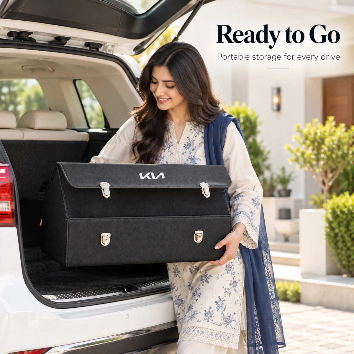 Foldable Car Trunk Organizer With 2 Compartments For Toyota Honda Suzuki Kia Hyundai & More Brands