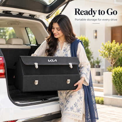 Foldable Car Trunk Organizer With 2 Compartments For Toyota Honda Suzuki Kia Hyundai & More Brands