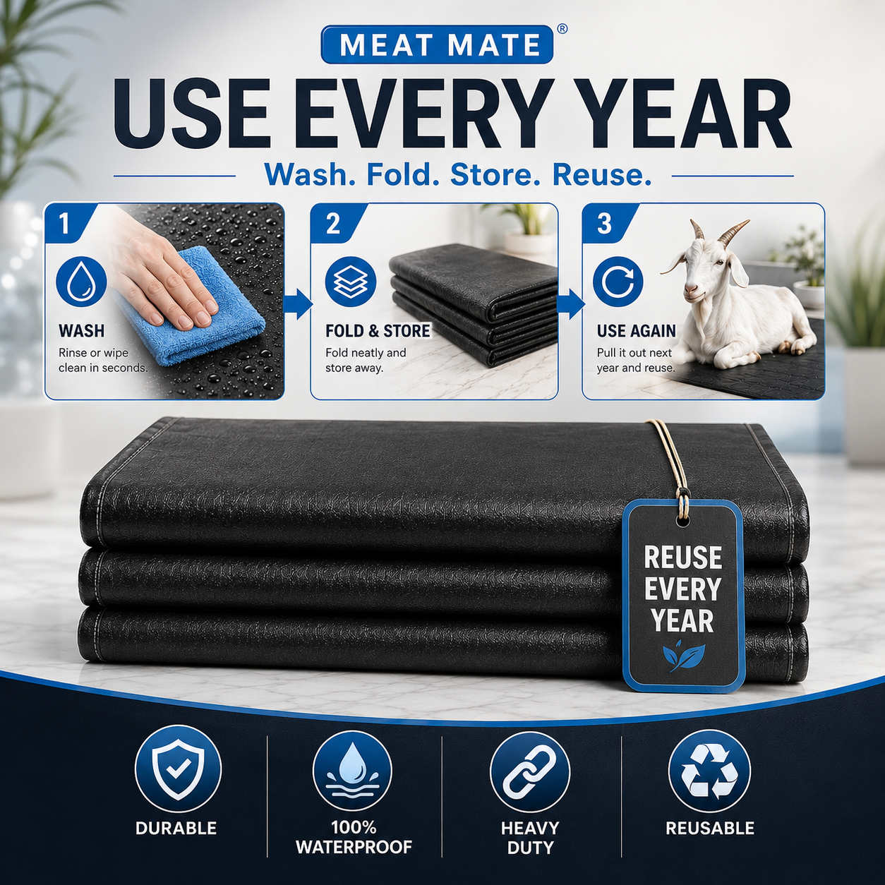 ZIYRIC Meat Mat Premium Waterproof Qurbani Sheet – Large Reusable Cloth for Bakra Eid, Easy to Clean