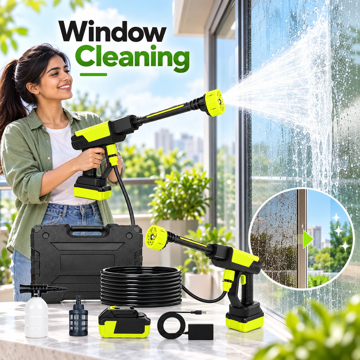 Portable Cordless High Pressure Washer Gun  Rechargeable Car & Home Cleaning Machine