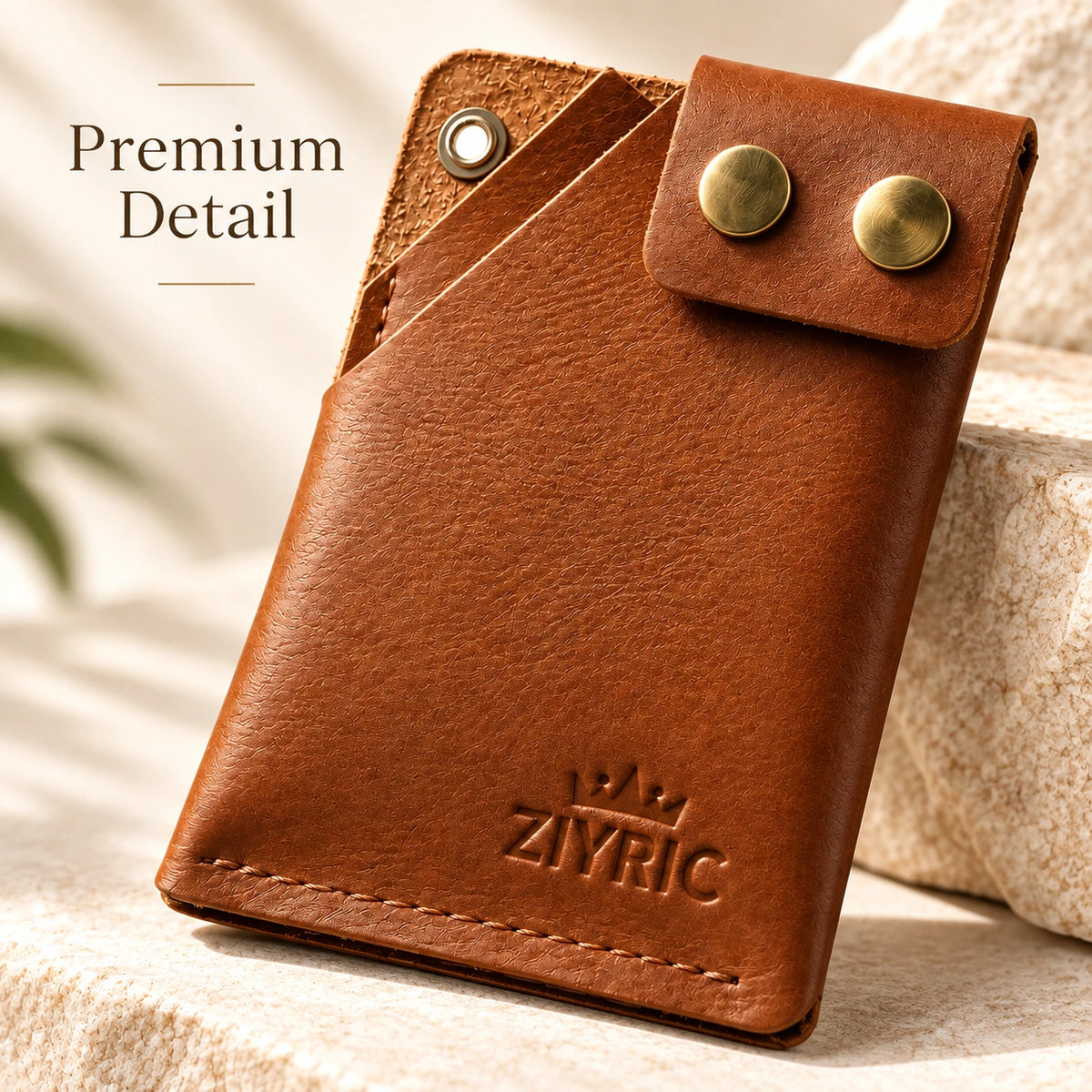 Minimalist Card Holder Wallet with Button Closure-100% Genuine leather