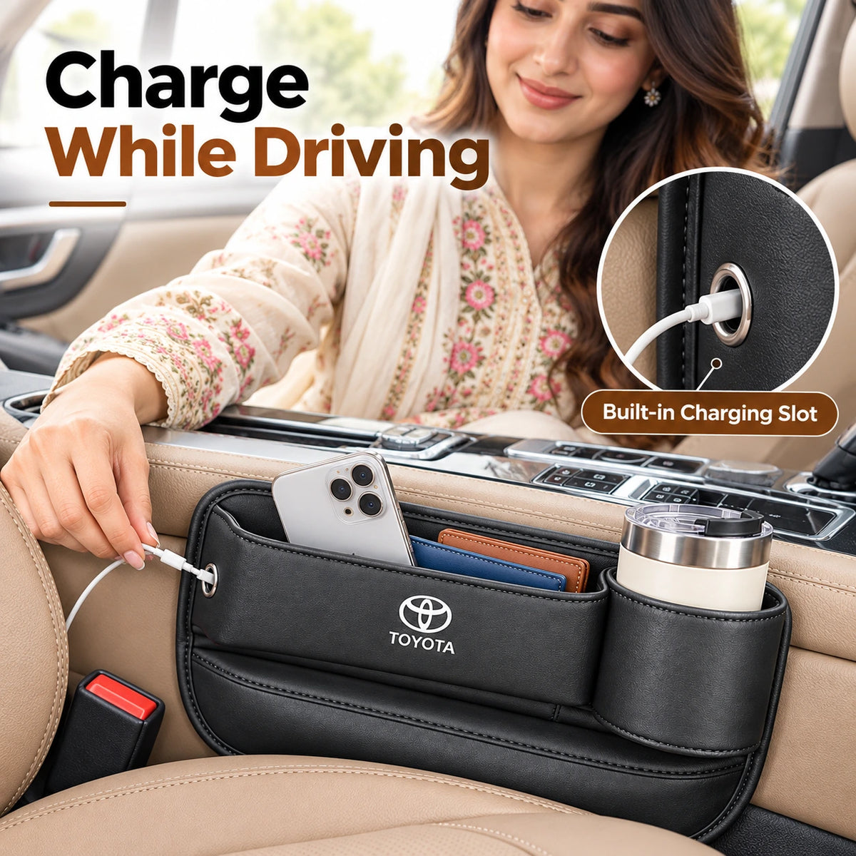 Multi Function Car Seat Gap Storage Box For Toyota, Suzuki, Honda, Kia, Hyundai & More