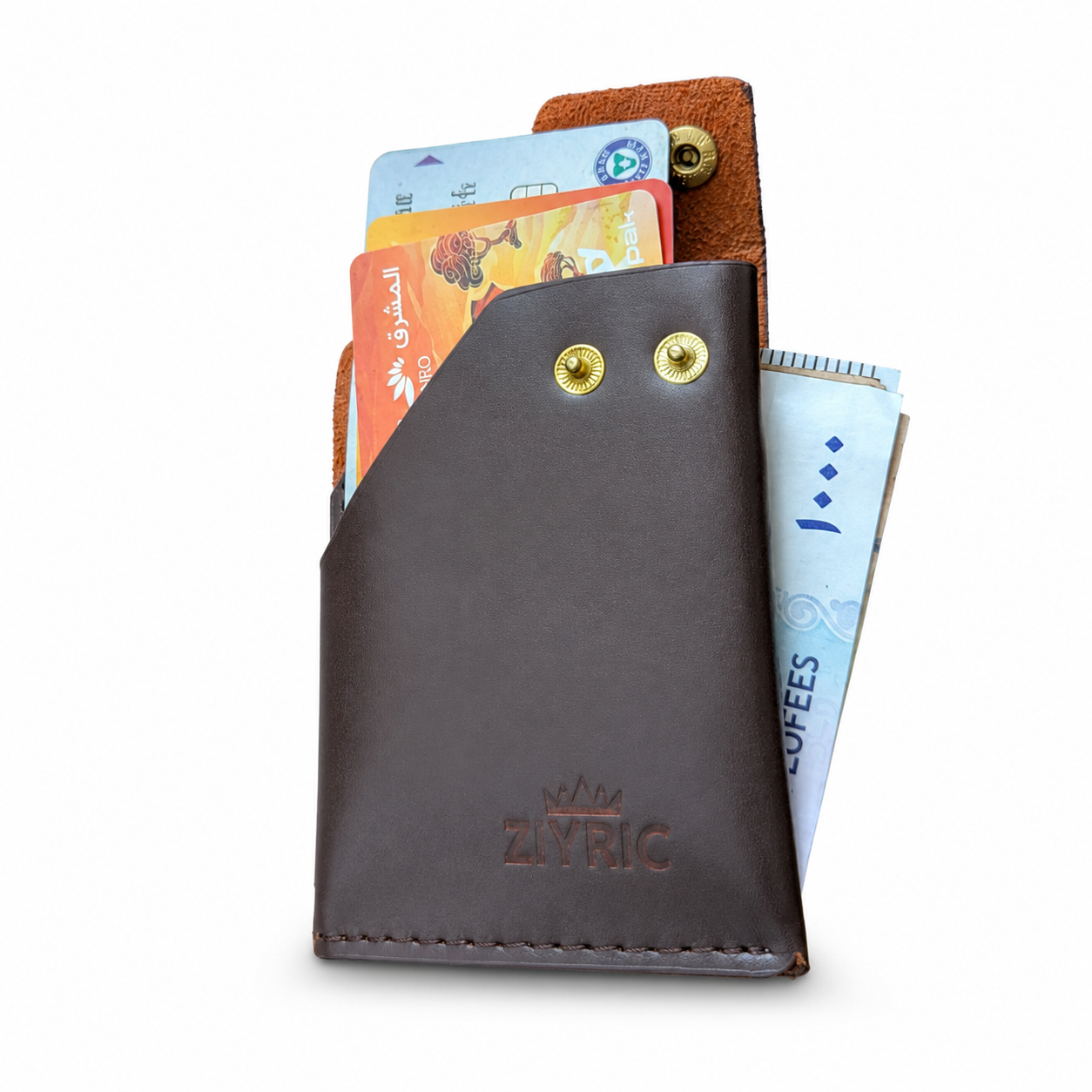 Minimalist Card Holder Wallet with Button Closure-100% Genuine leather