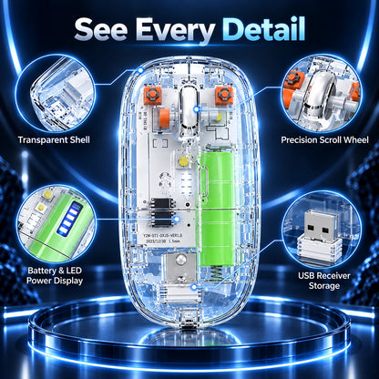 TRANSPARENT WIRELESS+BLUETOOTH DUAL-MODE RECHARGEABLE MOUSE