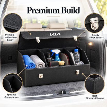Foldable Car Trunk Organizer With 2 Compartments For Toyota Honda Suzuki Kia Hyundai & More Brands