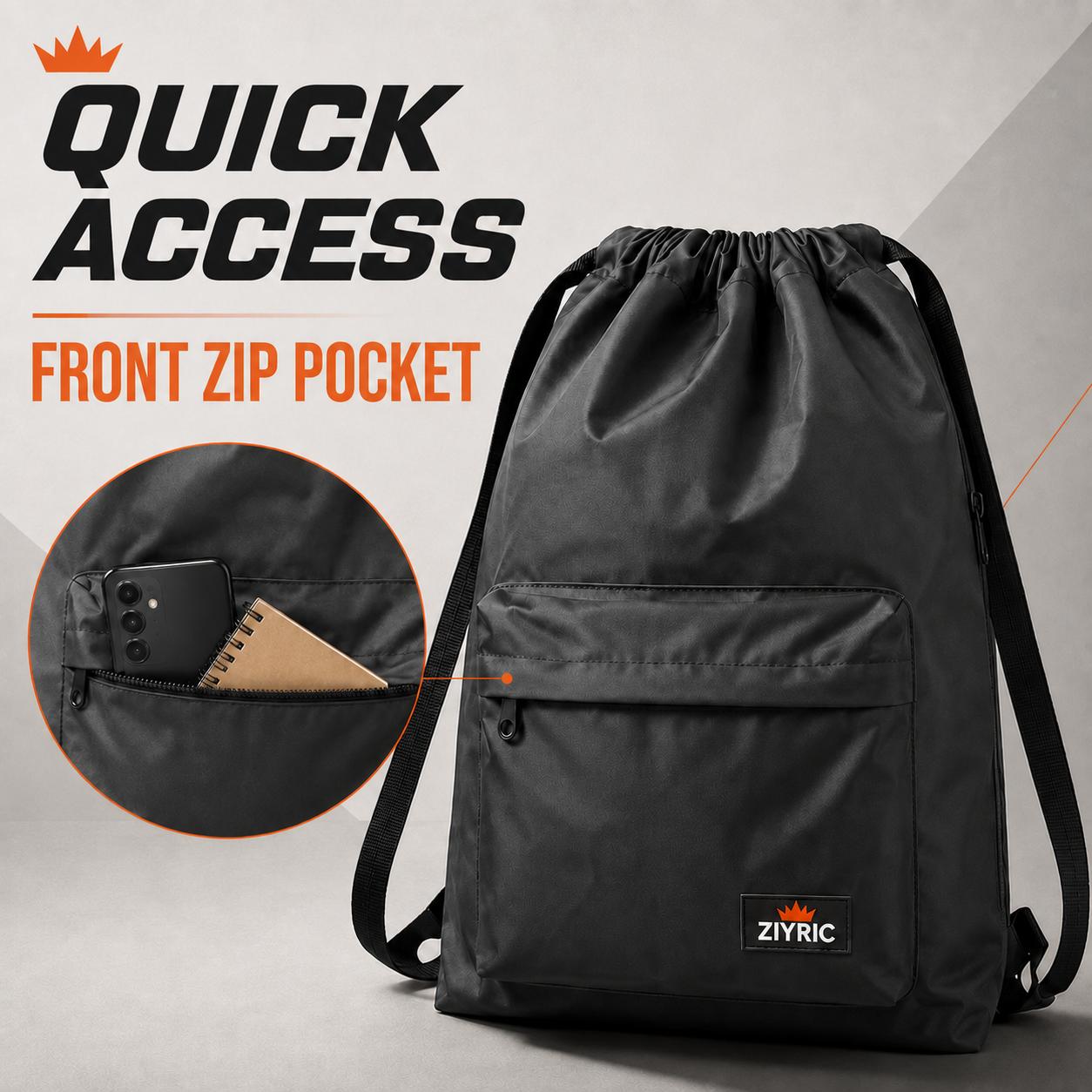 ZIYRIC Unisex Drawsting Backpack