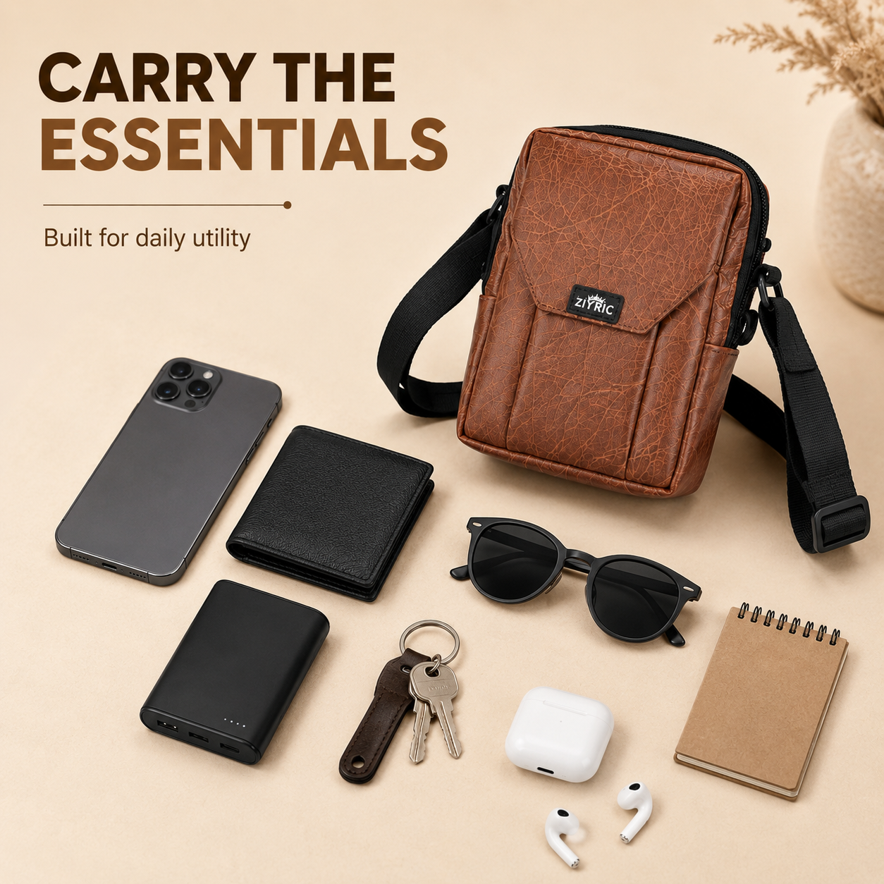 Ziyric Crossbody Shoulder Bag- Genuine Leather