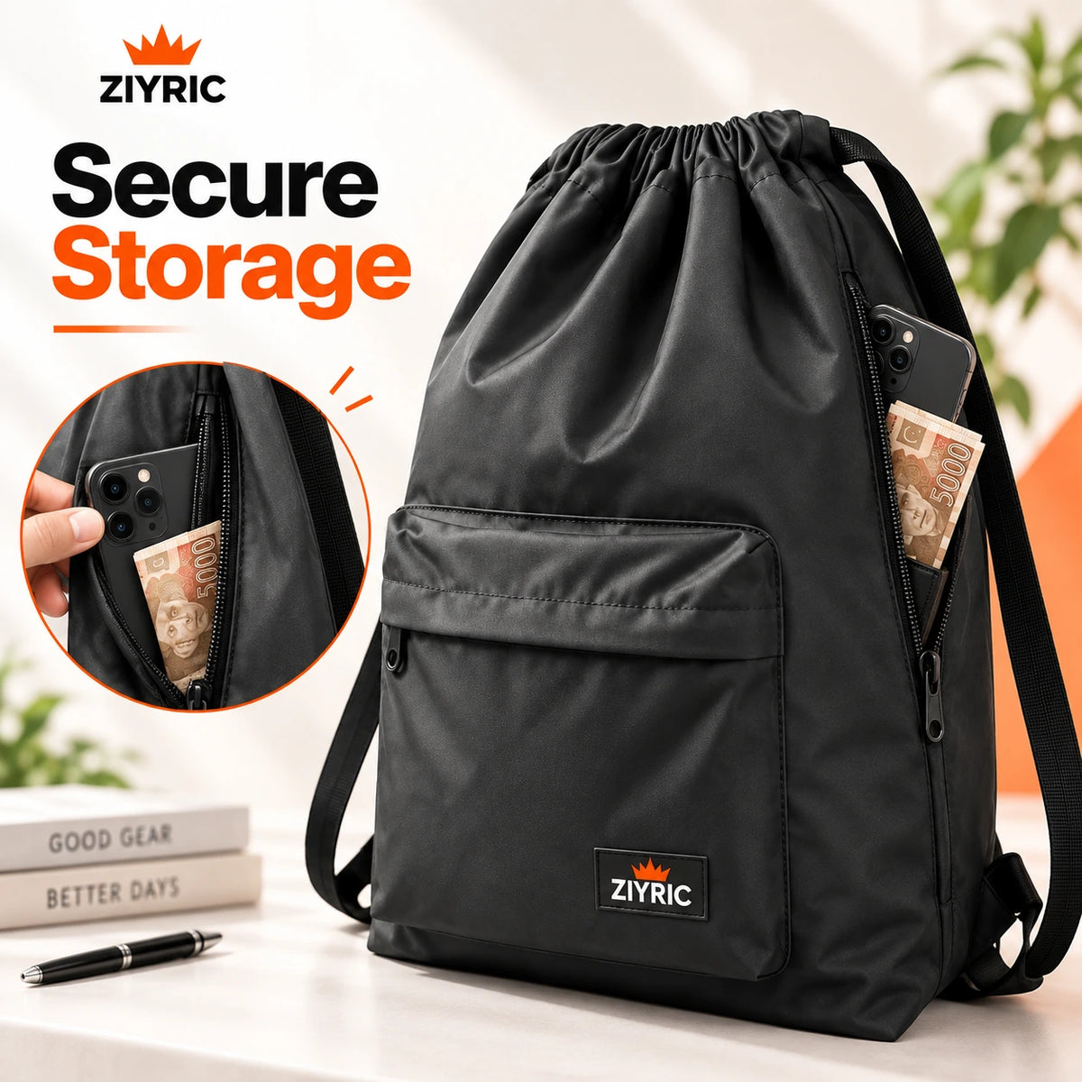 ZIYRIC Unisex Drawsting Backpack