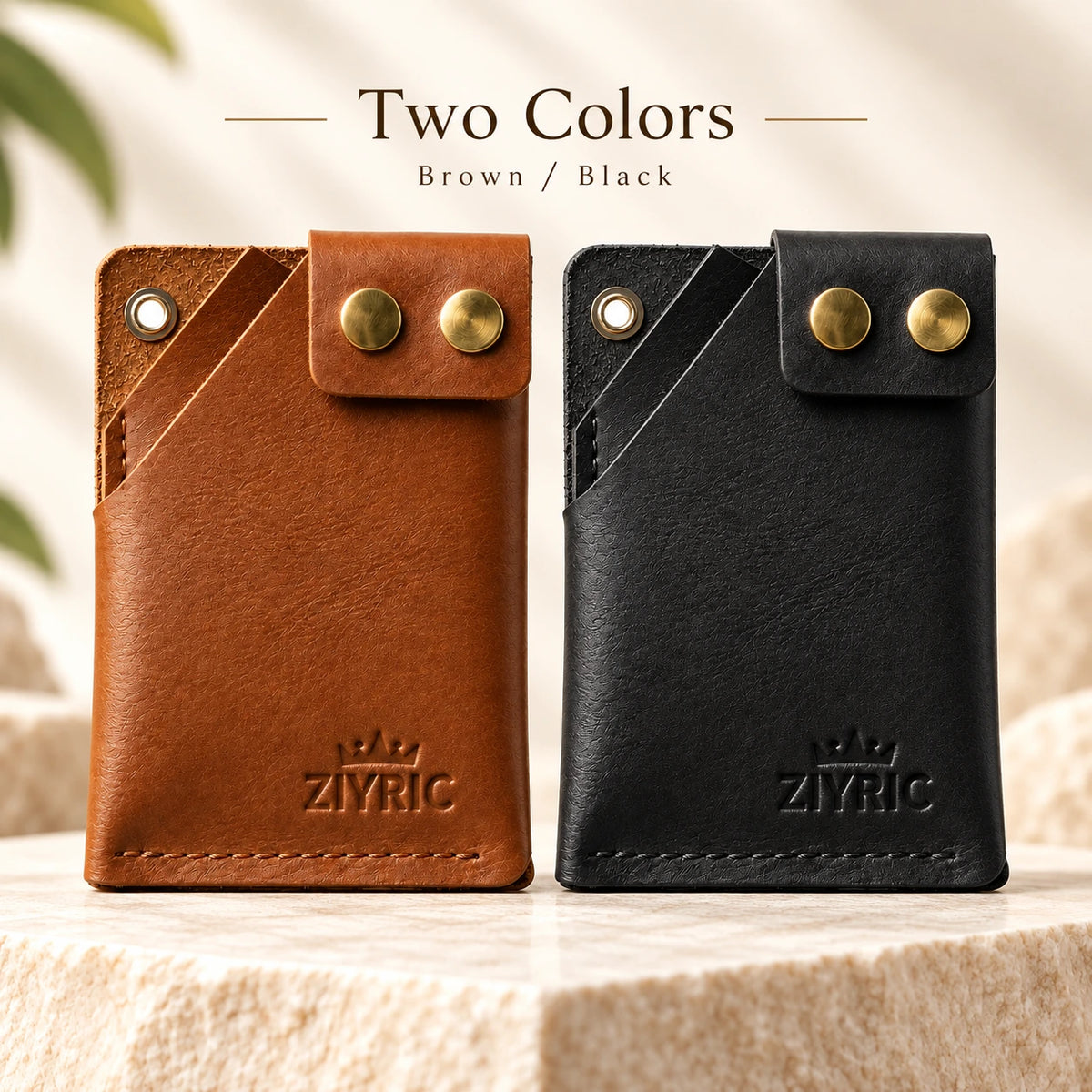 Minimalist Card Holder Wallet with Button Closure-100% Genuine leather
