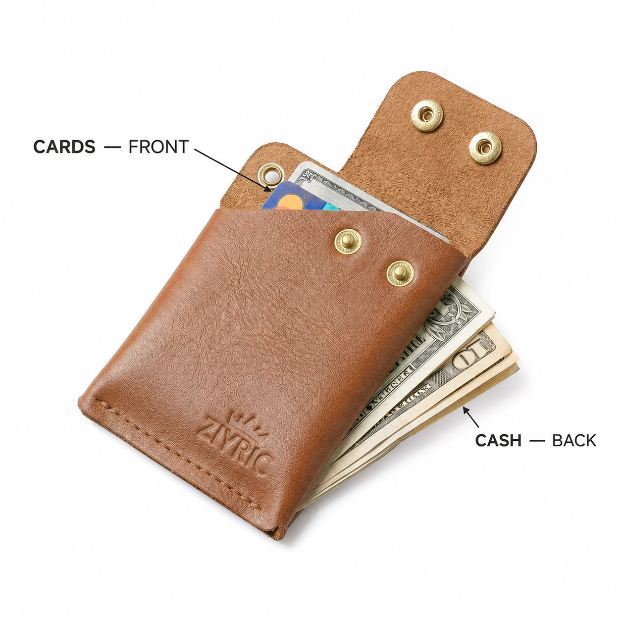 Minimalist Card Holder Wallet with Button Closure-100% Genuine leather