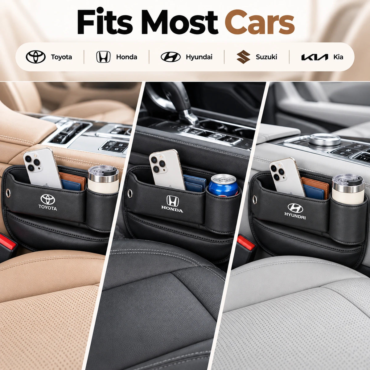 Multi Function Car Seat Gap Storage Box For Toyota, Suzuki, Honda, Kia, Hyundai & More