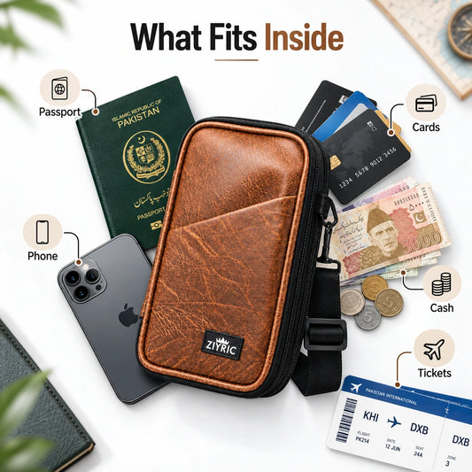 Ziyric Travel Mate Passport Pouch Bag Genuine Leather