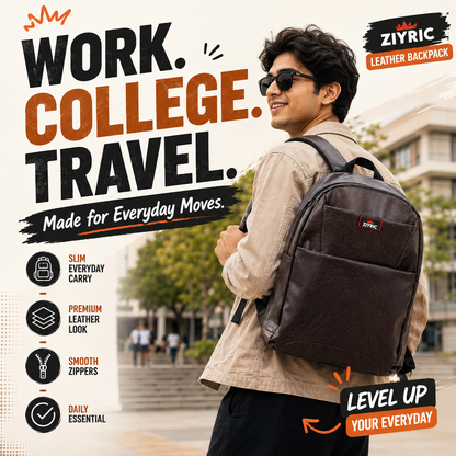 ZIYRIC Premium Leather Backpack