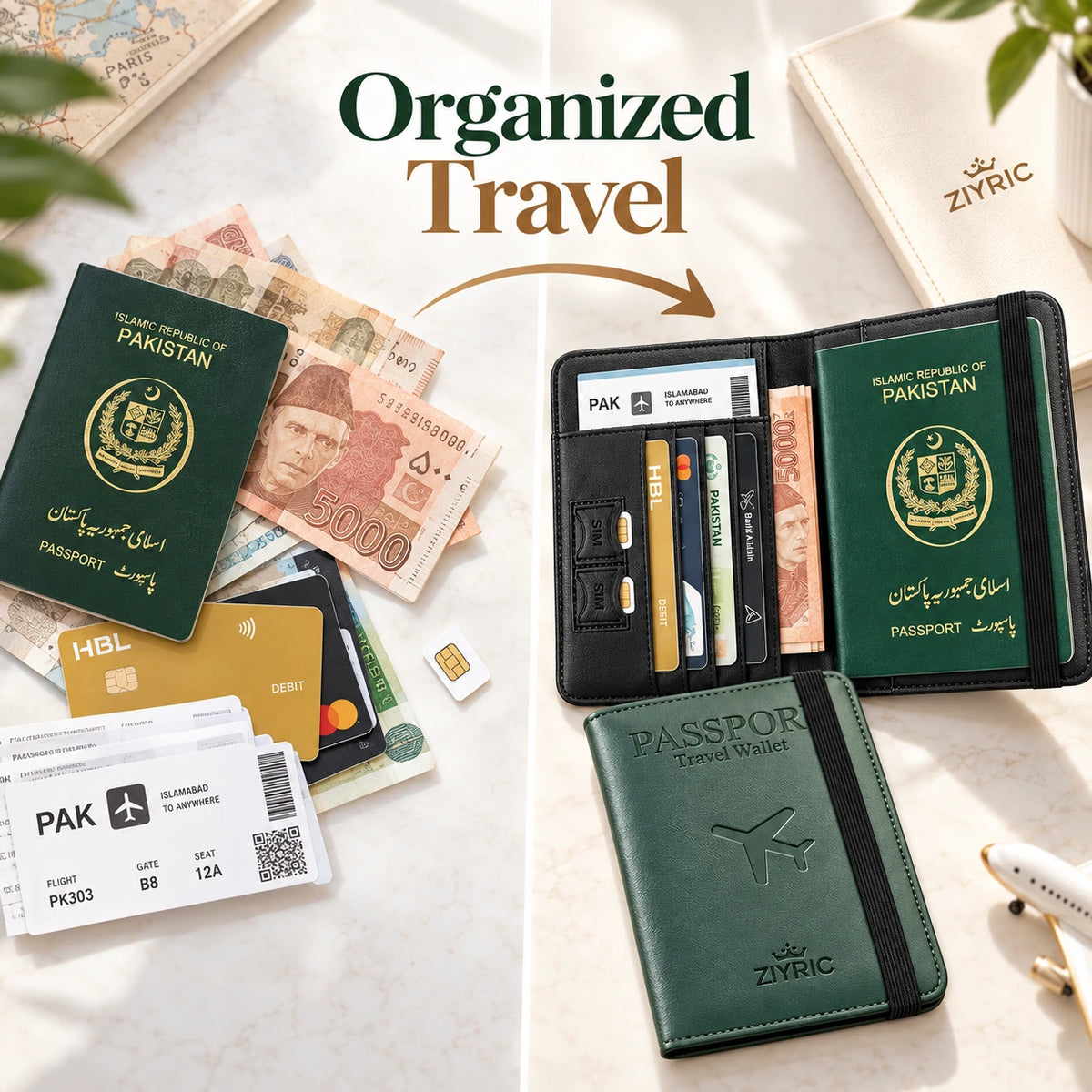 Ziyric Portable travel passport holder