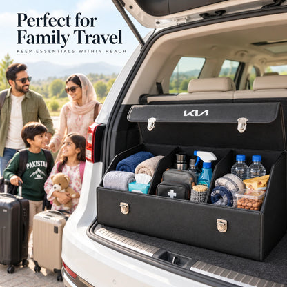 Foldable Car Trunk Organizer With 2 Compartments For Toyota Honda Suzuki Kia Hyundai & More Brands
