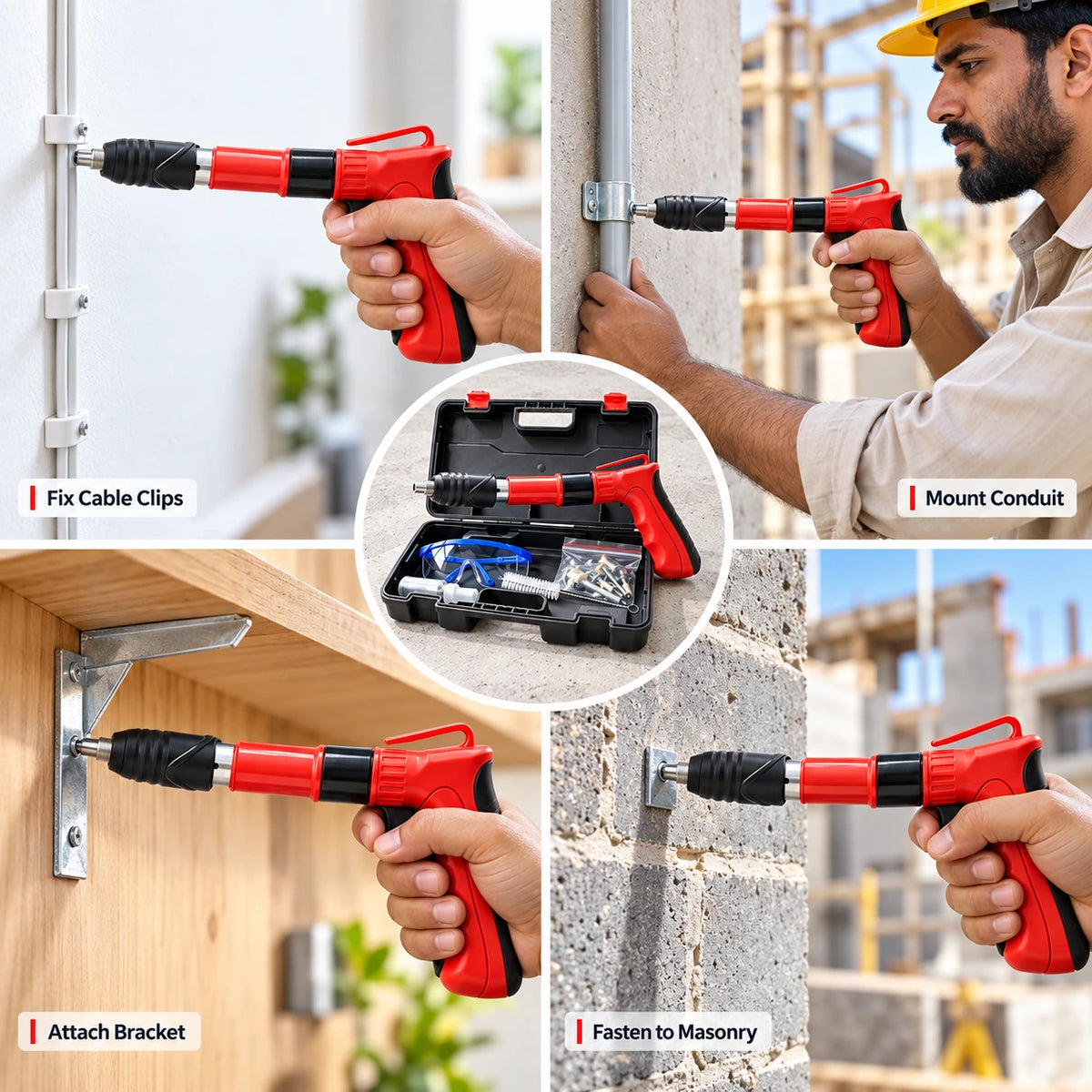 Concrete Nail Gun Kit with Accessories & Briefcase