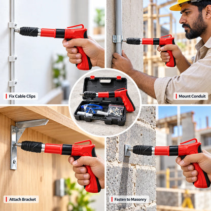 Concrete Nail Gun Kit with Accessories & Briefcase